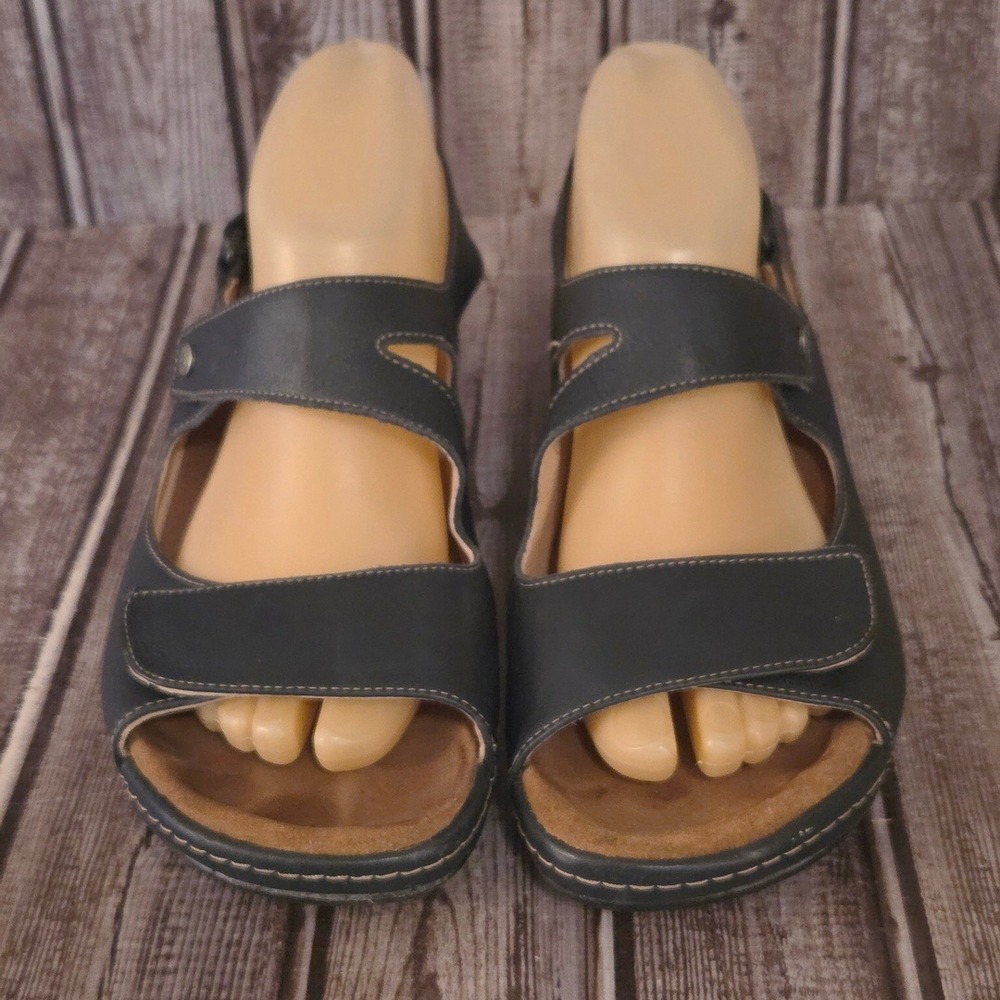 Sz 39 / 8 Womens Wolky Liana Navy Blue Leather Comfort Walking Sandals VGUC! - Picture 2 of 6
